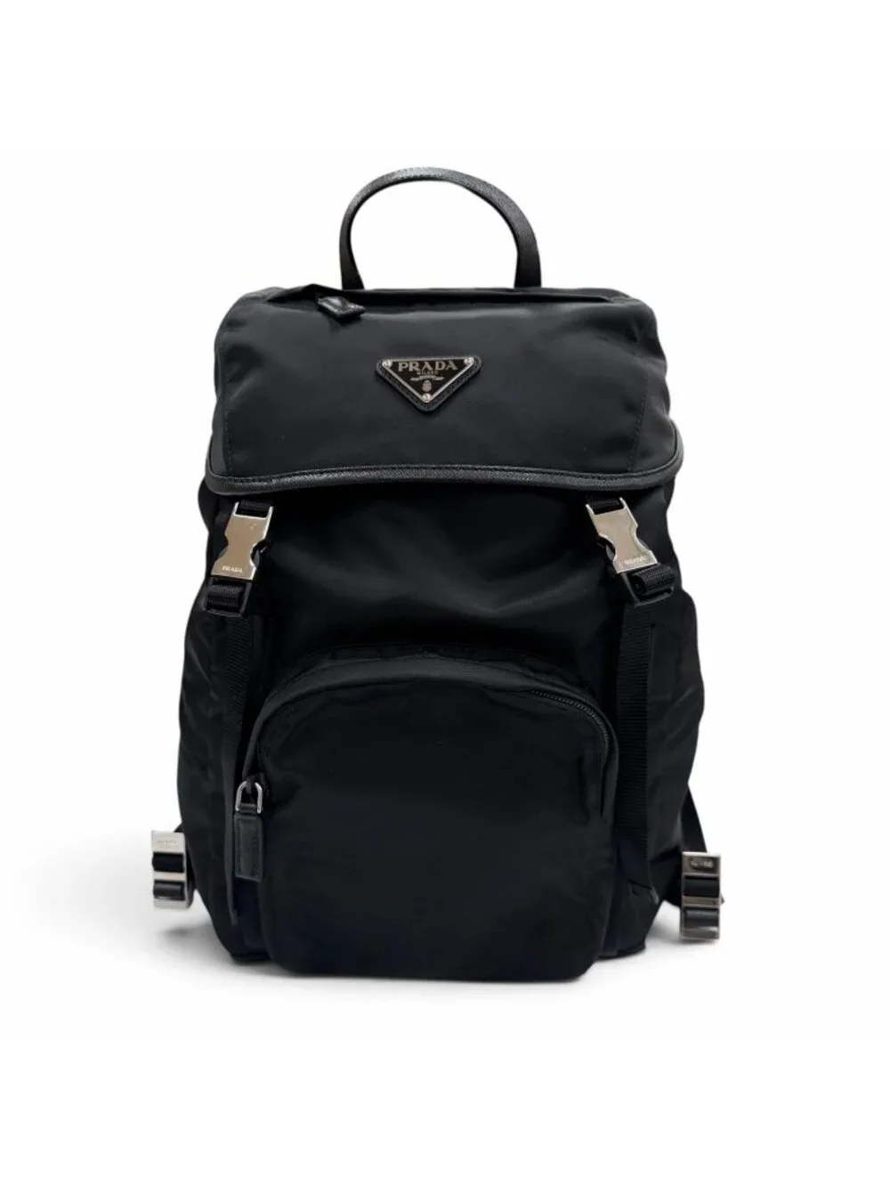 Prada Nylon Leather Backpack Black